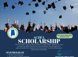 Alabama Conservation District Employees Association announces 6 $1K scholarships for 2026 graduating seniors (Alabama Conservation District Employees Association)