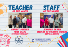 Dingler, Swann named CCBOE/AmFirst December Employees of the Month