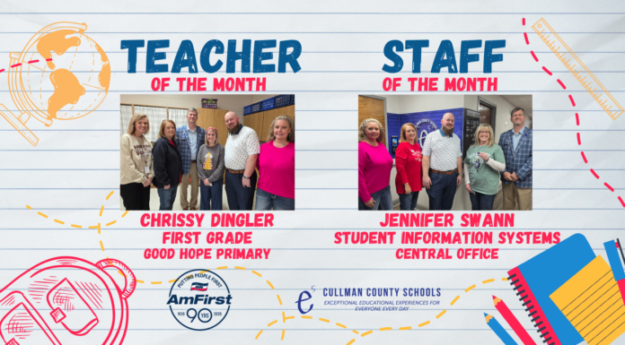 Dingler, Swann named CCBOE/AmFirst December Employees of the Month