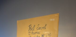 ‘Everyone has secrets’: PostSecret at Karma’s Postcard creation station in Karma’s Coffee House (Anabelle Howze/The Cullman Tribune)