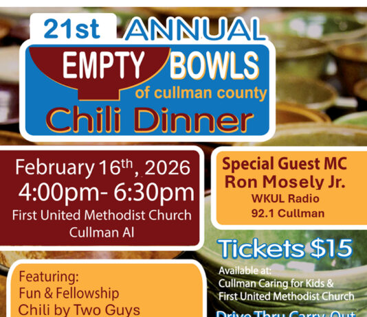 21st annual Empty Bowls of Cullman County event set for Feb. 16