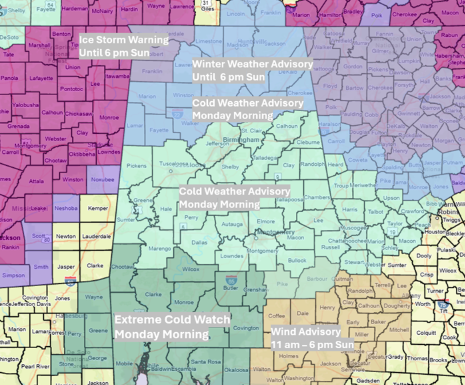 Winter weather and severe storm threat continue, followed by very cold temperatures
