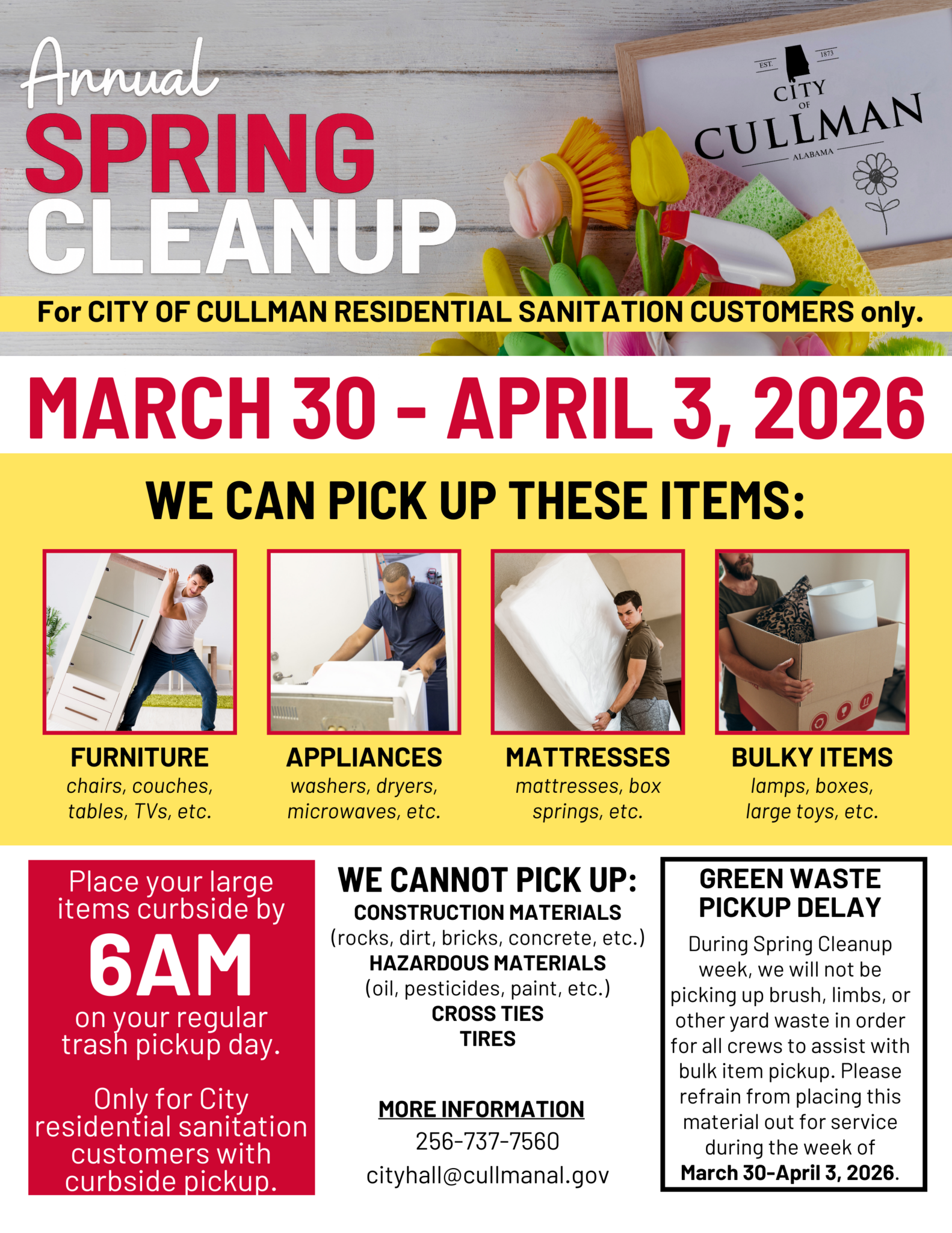 City’s Spring Cleanup Week set for March 30-April 6 - The Cullman Tribune