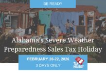 Alabama Severe Weather Preparedness Sales Tax Holiday set for Feb. 20-22