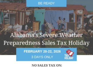 Alabama Severe Weather Preparedness Sales Tax Holiday set for Feb. 20-22