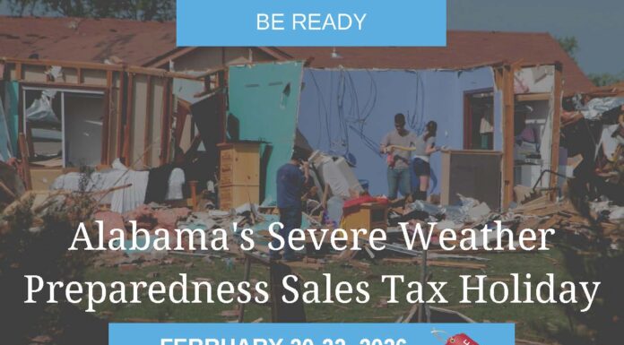 Alabama Severe Weather Preparedness Sales Tax Holiday set for Feb. 20-22