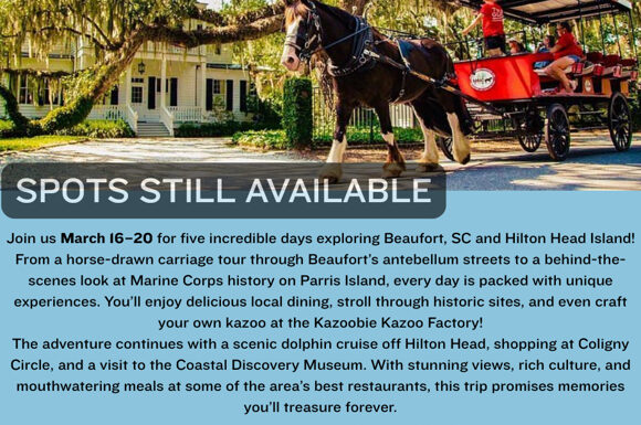 Spots still available for WSCC Alumni Association 2026 Southern Coastal Charm Tour