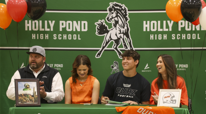 PREP FOOTBALL: Holly Pond quarterback Boston Gibbs signs with Ottawa University Arizona