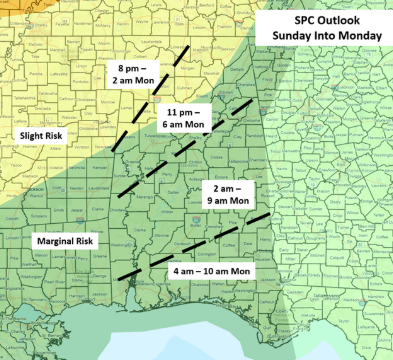 Severe Weather Threat Sunday into Monday Followed by a Hard Freeze