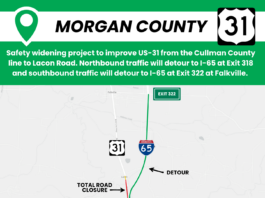 U.S. 31 improvements at Lacon to detour traffic to I-65 beginning May 4
