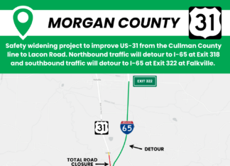 U.S. 31 improvements at Lacon to detour traffic to I-65 beginning May 4
