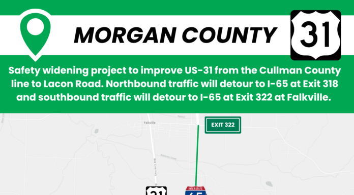 U.S. 31 improvements at Lacon to detour traffic to I-65 beginning May 4