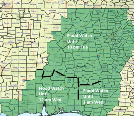 Flood watch for most of the state into tonight