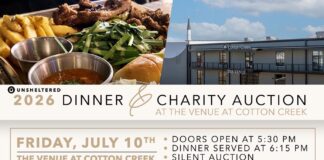 Unsheltered Dinner & Charity Auction set for July 10 at Cotton Creek