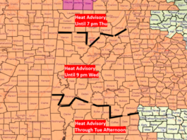 Heat Advisory Today with a Few Damaging Wind Gusts Possible