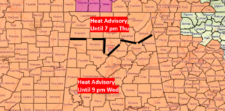 Heat Advisory Today with a Few Damaging Wind Gusts Possible