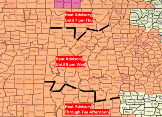Heat Advisory Today with a Few Damaging Wind Gusts Possible