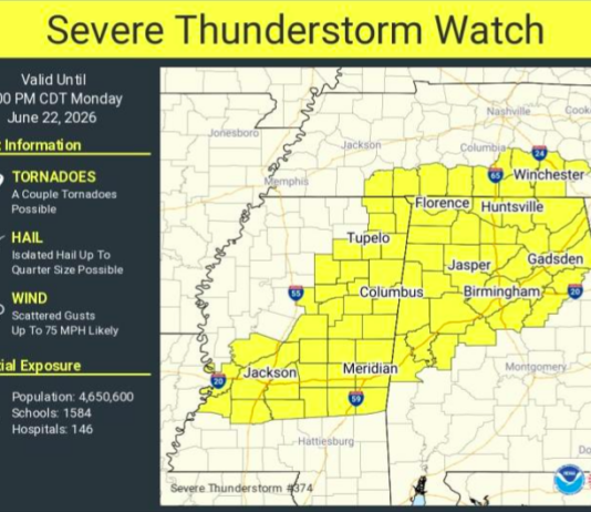 Severe Storm Watch For Northern And Parts Of Central Alabama