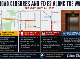Road closures and service notice Tuesday, July 14