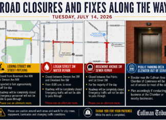 Road closures and service notice Tuesday, July 14