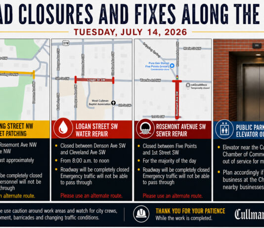 Road closures and service notice Tuesday, July 14