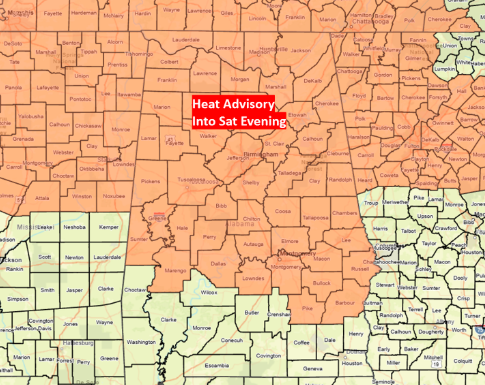 Heat Advisory Continues with a Few Severe Storms Possible