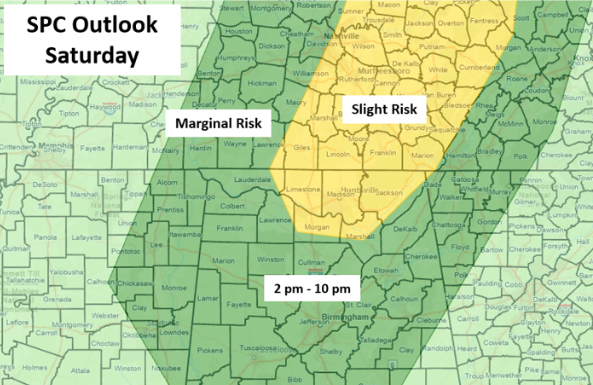 A Few Strong To Severe Storms Possible Saturday