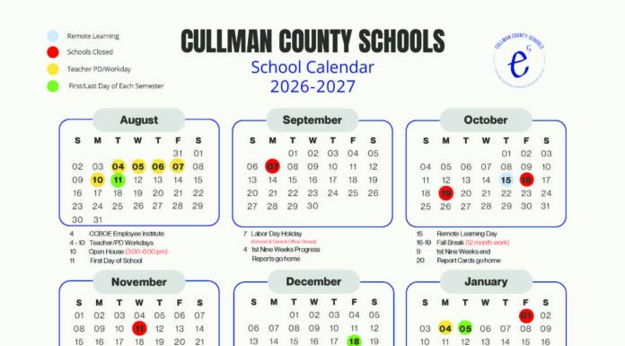 Quick guide: Cullman County 2026-2027 school year – Open House schedules, first day attendance and more