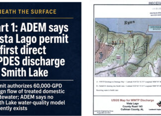 Beneath the surface, part 1: ADEM says Vista Lago permit is first direct NPDES discharge to Smith Lake
