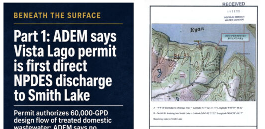 Beneath the surface, part 1: ADEM says Vista Lago permit is first direct NPDES discharge to Smith Lake