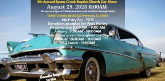 Ryans Creek Baptist Church’s rescheduled 5th annual car show set for Aug. 29