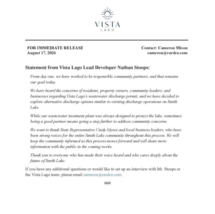 Statement from Vista Lago Lead Developer Nathan Stoops