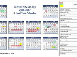 Cullman City Schools back-to-school info 2026-2027