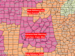 Extreme Heat Warning and a few strong storms today