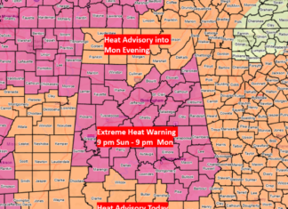 Extreme Heat Warning and a few strong storms today