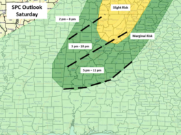 Periods of heavy rain with a few strong to severe storms possible today