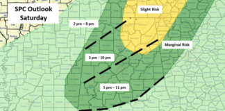 Periods of heavy rain with a few strong to severe storms possible today