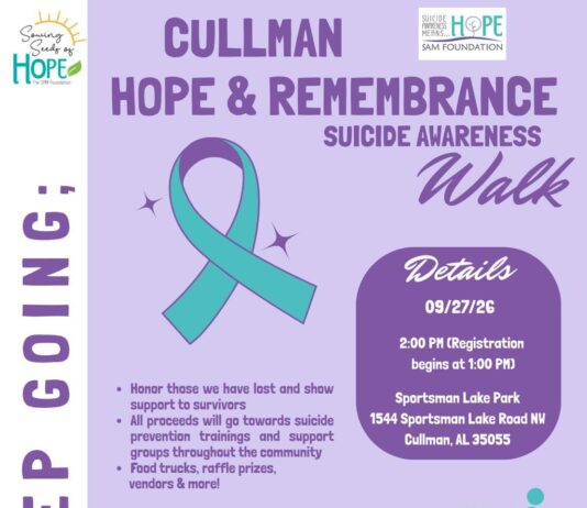 Cullman Hope & Remembrance Suicide Awareness Walk set for Sept. 27