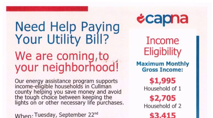 CAPNA utility assistance program availability tomorrow, Sept. 22, at Hilltop Community Center