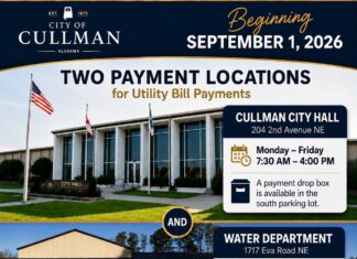 City of Cullman announces 2 water/sewer/sanitation payment locations Â