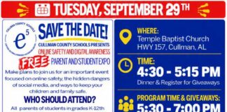 Cullman County Schools’ free Parent and Student Expo tonight at Temple Baptist Church