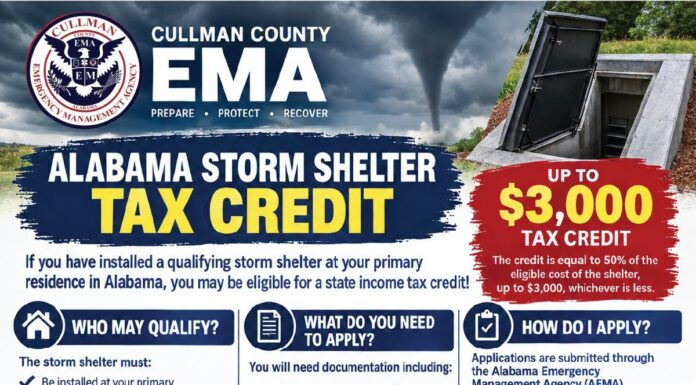 Cullman County EMA highlights storm shelter tax credit, year-end application deadline