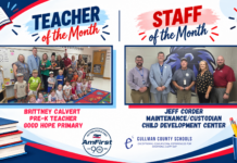 Calvert, Corder named CCBOE/AmFirst Employees of the Month