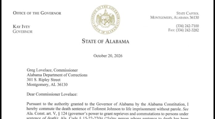 Gov. Ivey commutes Toforest Johnson’s death sentence to life without parole