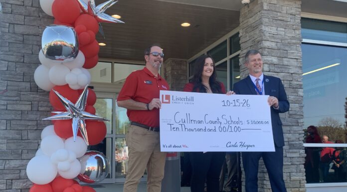 Listerhill Credit Union holds grand opening, presents $10K to Cullman County Schools